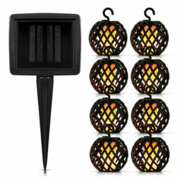 Taylor & Brown 8Pc Solar Rattan Ball Led String Lightsflame Effect, Outdoor Garden Patio Bbq Party Xmas Decoration - thumbnail 1