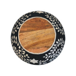 Artisan Furniture Solid Wood Floral Resin Inlay Bowl Set - thumbnail 7