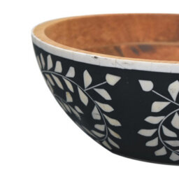 Artisan Furniture Solid Wood Floral Resin Inlay Bowl Set - thumbnail 5