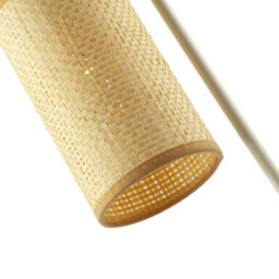 Happy Homewares Vintage Classic White Gloss Table Lamp With Tubular Woven Rattan Shade - thumbnail 4