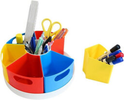 Mantraraj Desk Organiser, 360-Degree Rotating Pen Holder Stand For Desk, Table Top Organisers & Accessories With 7 Compartments Pe - thumbnail 7