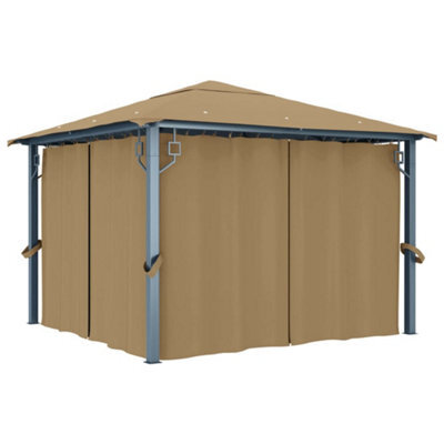 Berkfield Gazebo With Curtain 300X300 Cm Taupe Aluminium - image 1