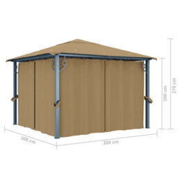Berkfield Gazebo With Curtain 300X300 Cm Taupe Aluminium - thumbnail 8