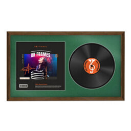 "30X17"" Walnut Classic Vinyl Record Frame With Emerald Mount For 12 Inch Lp Album Cover & Disc - Ak Frames"