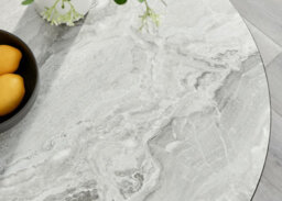 Furniturebox Uk Elina White Marble Effect Round Dining Table & 2 Grey Calla Silver Leg Chairs - thumbnail 5