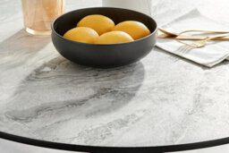 Furniturebox Uk Elina White Marble Effect Round Dining Table & 2 Grey Calla Silver Leg Chairs - thumbnail 4
