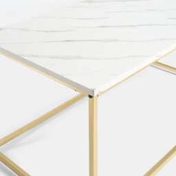 Ohs Manhattan Coffee Table With Metal Frame Living Room Home Decor - White Marble/gold - thumbnail 6