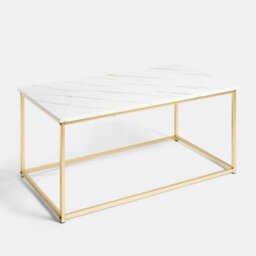 Ohs Manhattan Coffee Table With Metal Frame Living Room Home Decor - White Marble/gold - thumbnail 5