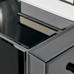 Furniturebox Uk Lexi Contemporary Black Mirrored Bedside Table Side Table Bedroom Cabinet Modern Slimline 3 Drawer Reflective - thumbnail 3