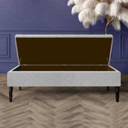 Safar 90Cm Ottoman Storage Bench -  Naples Shoe Bench - Silver Lined Upholstery Storage Footstool - thumbnail 2