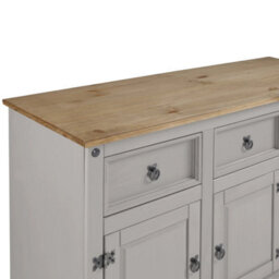 Mews Corona Grey Sideboard 3 Door Solid Pine Mexican 3 Drawer Cupboard Description - thumbnail 6