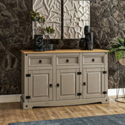 Mews Corona Grey Sideboard 3 Door Solid Pine Mexican 3 Drawer Cupboard Description - thumbnail 7