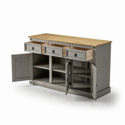 Mews Corona Grey Sideboard 3 Door Solid Pine Mexican 3 Drawer Cupboard Description - thumbnail 4
