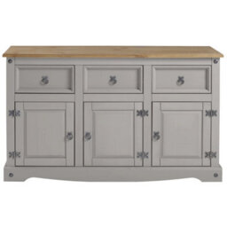 Mews Corona Grey Sideboard 3 Door Solid Pine Mexican 3 Drawer Cupboard Description - thumbnail 9