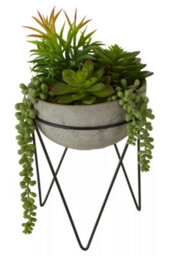 Premier Housewares Fiori Mixed Succulent With Metal Stand Artificial Plant Foliage - thumbnail 2
