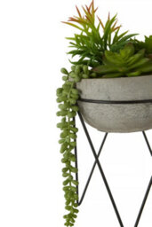 Premier Housewares Fiori Mixed Succulent With Metal Stand Artificial Plant Foliage - thumbnail 8