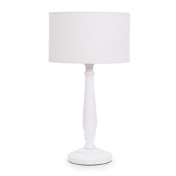 Valuelights Victoria Traditional White Wood Candlestick Table Lamp With White Drum Shade - thumbnail 2