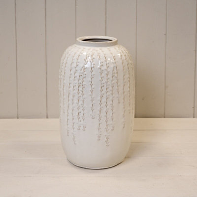 Four Candle Satchville Cream Ceramic Ribbed Vase - image 1