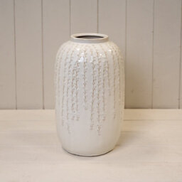 Four Candle Satchville Cream Ceramic Ribbed Vase - thumbnail 1