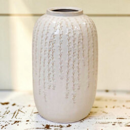 Four Candle Satchville Cream Ceramic Ribbed Vase - thumbnail 2