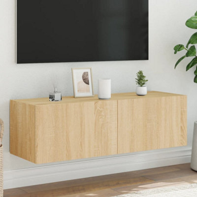 Berkfield Tv Wall Cabinet With Led Lights Sonoma Oak 100X35X31 Cm - image 1