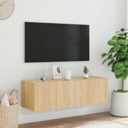 Berkfield Tv Wall Cabinet With Led Lights Sonoma Oak 100X35X31 Cm - thumbnail 6