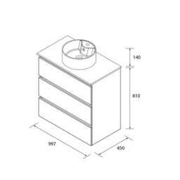 Cygnus bath Bequia Metal 3C Vanity Unit 100Cm Oak Worktop Basin Ceramic - thumbnail 5