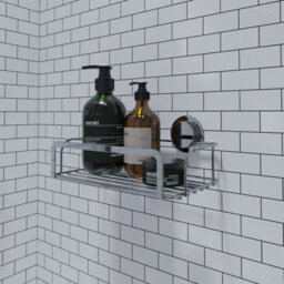 Corner Shower Caddy Stick 'n' Lock Storage Basket - thumbnail 1