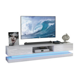 Bloom Tv Unit 180Cm White With High Gloss Doors And Led Lighting - Creative Furniture - thumbnail 6