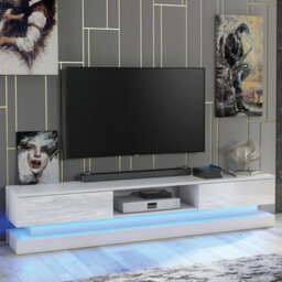 Bloom Tv Unit 180Cm White With High Gloss Doors And Led Lighting - Creative Furniture - thumbnail 4