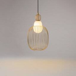 Luminosa Lighting Luminosa Levitation Modern 25Cm Wire Frame Pendant Ceiling Light Brass 1Xg9 White Shade - thumbnail 4
