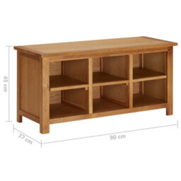 Vidaxl Shoe Rack 90X37X45 Cm Solid Oak Wood - thumbnail 3