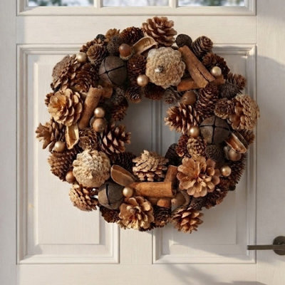 Garden Greatness Natural Pinecone Cinnamon Door Wreath - image 1