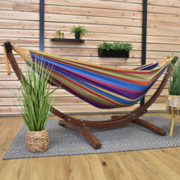 Vivere Double Cotton Hammock With Solid Pine Stand (260Cm) - Tropical - thumbnail 5