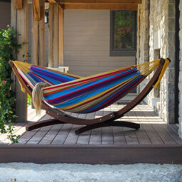 Vivere Double Cotton Hammock With Solid Pine Stand (260Cm) - Tropical - thumbnail 4