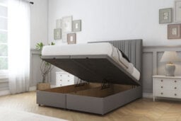 "Sloomy Kingsley Pewter Dumfries Ottoman Bed With Mattress With 26"" Strutted Headboard 4'6 Double" - thumbnail 2