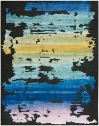 Black Multicolour Wool Modern Luxurious Easy To Clean Handmade Abstract Dining Room Bedroom And Living Room Rug -114Cm X 175Cm - thumbnail 7