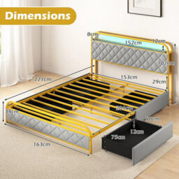 King Size Modern Faux Leather Upholstered Platform Bed - thumbnail 2