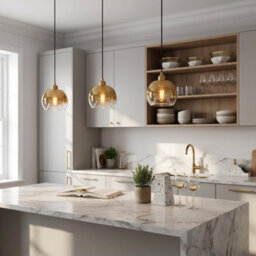Happy Homewares Modern Polished Gold And Clear Glass Circular Pendant Lighting Shade - thumbnail 6