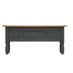 Mercers Furniture Corona Charcoal 1 Drawer Coffee Table Solid Wood Pine Wooden Painted Dark Grey With Mexican Styling - thumbnail 3