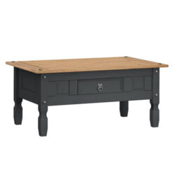 Mercers Furniture Corona Charcoal 1 Drawer Coffee Table Solid Wood Pine Wooden Painted Dark Grey With Mexican Styling - thumbnail 2