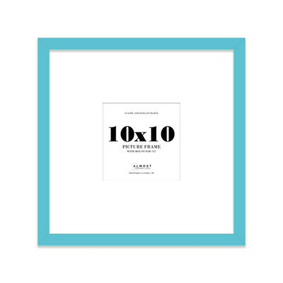 "10X10"" Turquoise Picture Frame - 10X10"" Square Frame With 7X7"" Mount For 10X10""/7X7"" Pictures Art Deco Style Thin Edge, 1 Pack" - image 1