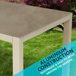 Dellonda Fusion Tempered Glass Garden Dining Table & Parasol Hole, Light Grey - thumbnail 2