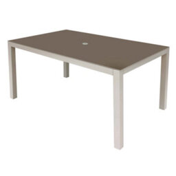 Dellonda Fusion Tempered Glass Garden Dining Table & Parasol Hole, Light Grey - thumbnail 1