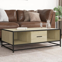 Berkfield Coffee Table Sonoma Oak 100X57X35 Cm Engineered Wood And Metal - thumbnail 1