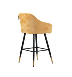 MiHOMEUK Zurich Velvet Bar Stool Contemporary Velvet Counter Stool With Metal Legs & Padded Back Mustard W52.5 X D51.5 X H96 Cm - thumbnail 4