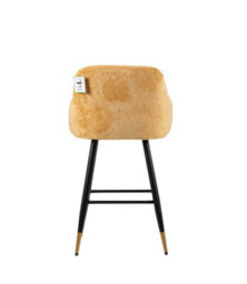 MiHOMEUK Zurich Velvet Bar Stool Contemporary Velvet Counter Stool With Metal Legs & Padded Back Mustard W52.5 X D51.5 X H96 Cm - thumbnail 5