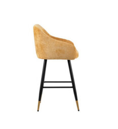 MiHOMEUK Zurich Velvet Bar Stool Contemporary Velvet Counter Stool With Metal Legs & Padded Back Mustard W52.5 X D51.5 X H96 Cm - thumbnail 3