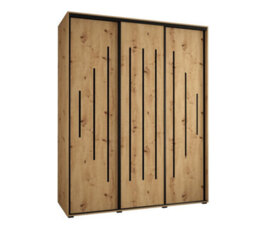 Arte  Cannes Xii Sliding Door Wardrobe W200Cm - Elegant Oak Artisan Storage Solution - thumbnail 1
