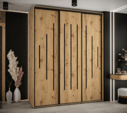 Arte  Cannes Xii Sliding Door Wardrobe W200Cm - Elegant Oak Artisan Storage Solution - thumbnail 2